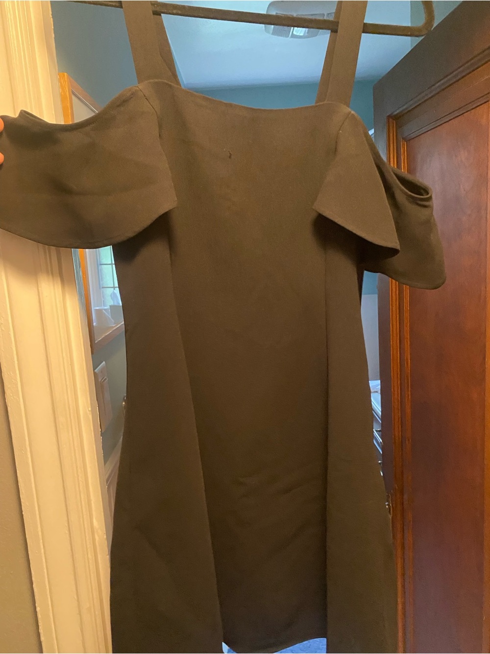 Likely Black Off-Shoulder A-Line Mini Dress